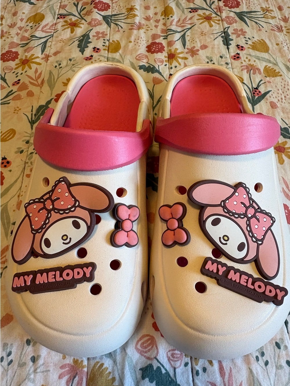 Hello Kitty My Melody White and Pink Kids Clog Sandals with Back Strap